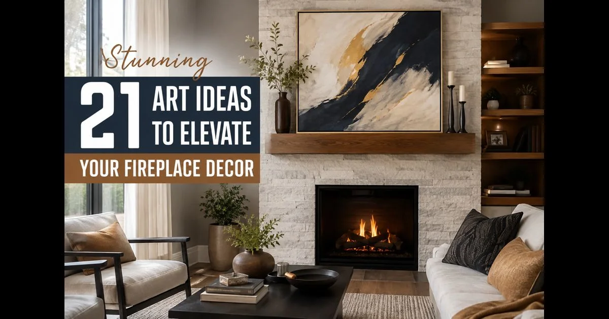 art above fireplace, fireplace art ideas